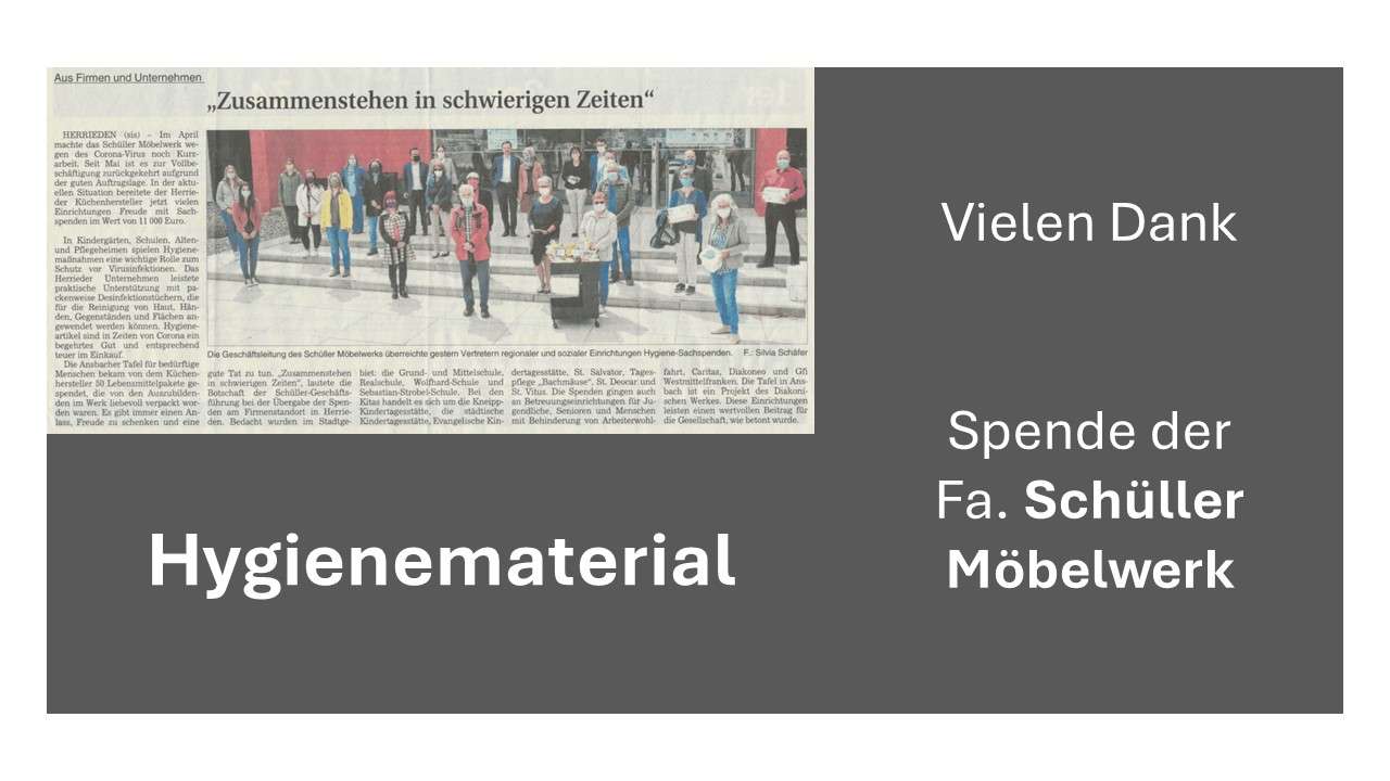Spende für Hygienematerial