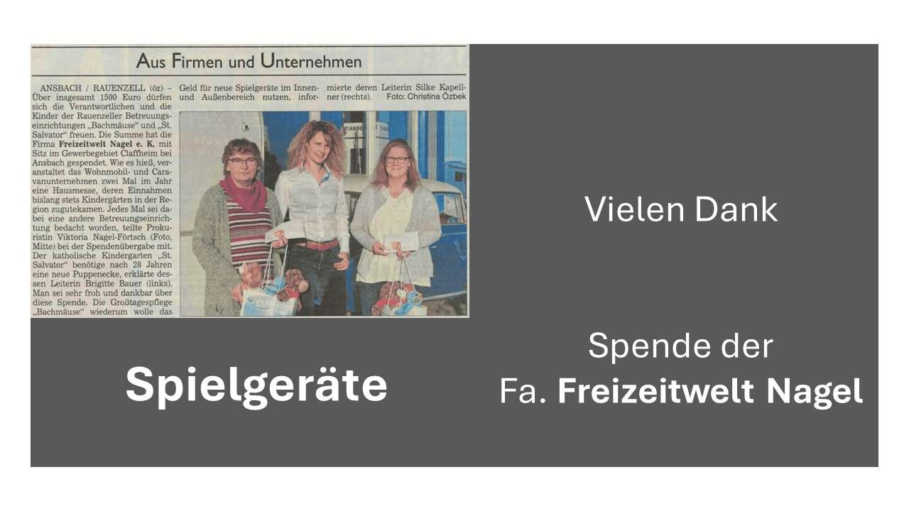 Spende für Spielgeräte